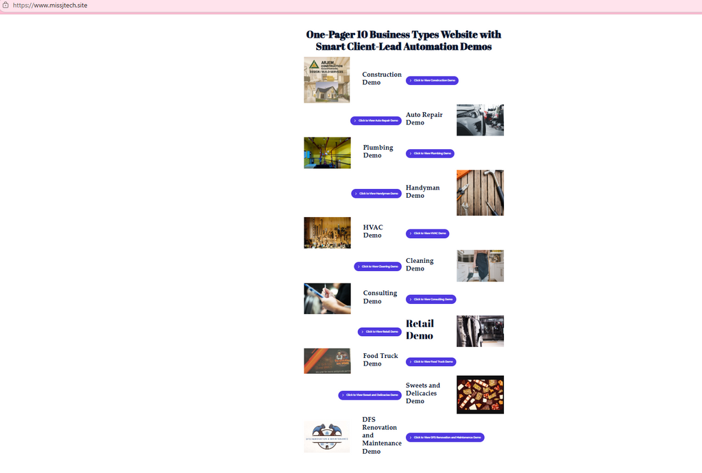 Miss-J One-Pager Business Types Auto-Web. Demo